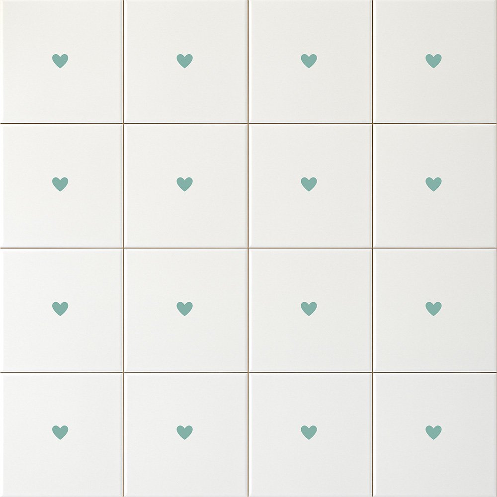 Painel Tuini Coração Verde Menta em parede — TAI Azulejos