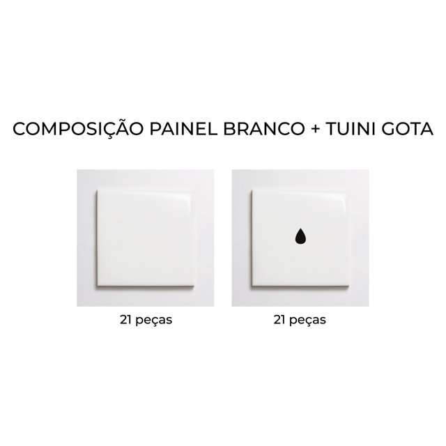 Azulejo Painel Tuini Gota Preto + Azulejo Base Branco