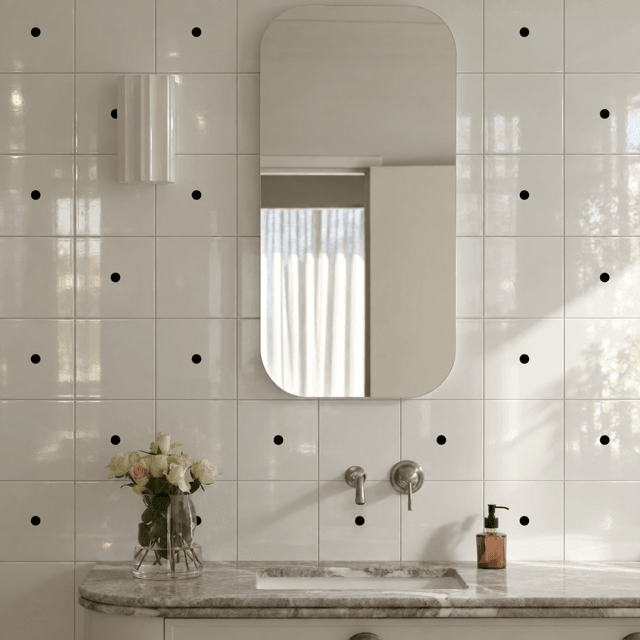 Azulejo Painel Tuini Ponto - Preto e Branco 