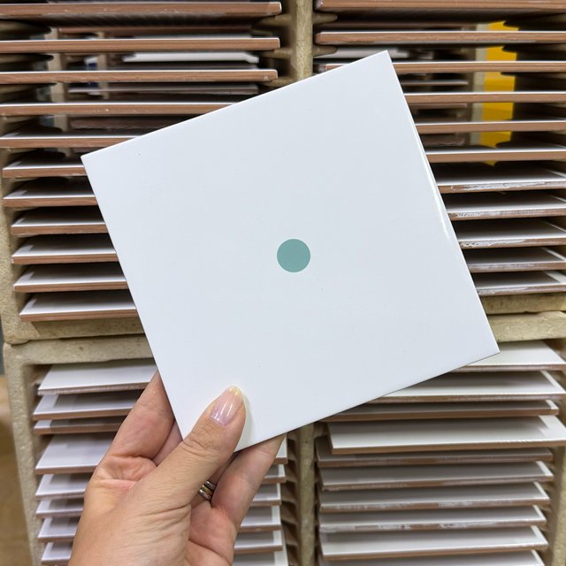 Azulejo Painel Tuini Ponto - Verde Menta e Branco 
