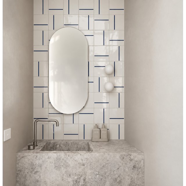 Azulejo Traço Decor Lines Azul Escuro