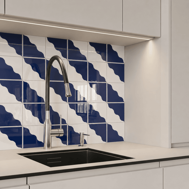 Azulejo Waves - Azul Escuro