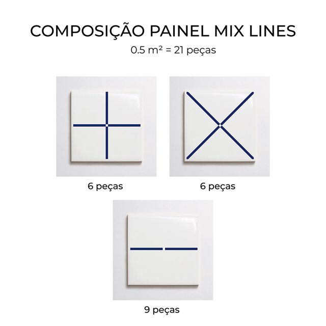 Azulejo Painel Mix Lines - Azul Escuro