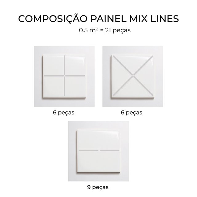 Azulejo Painel Mix Lines - Cinza