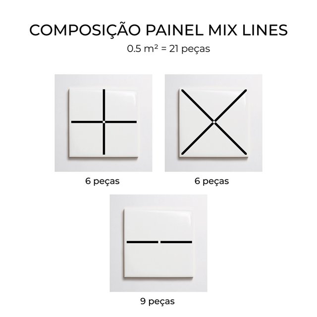 Azulejo Painel Mix Lines - Preto