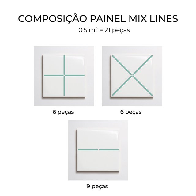Azulejo Painel Mix Lines - Verde Menta