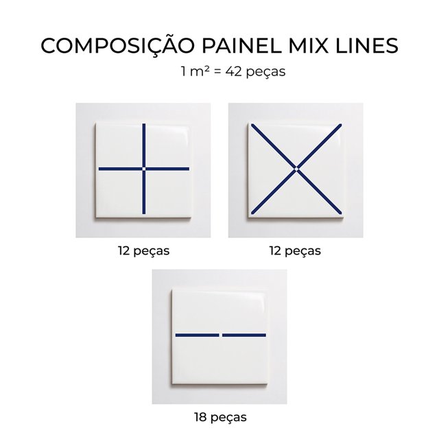 Azulejo Painel Mix Lines - Azul Escuro