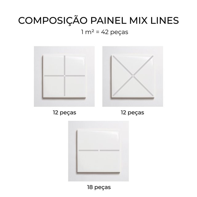 Azulejo Painel Mix Lines - Cinza