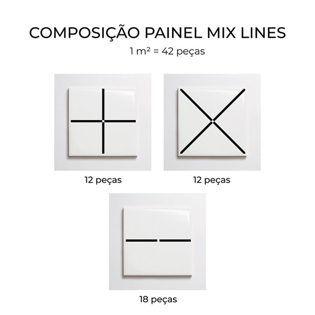 Azulejo Painel Mix Lines - Preto