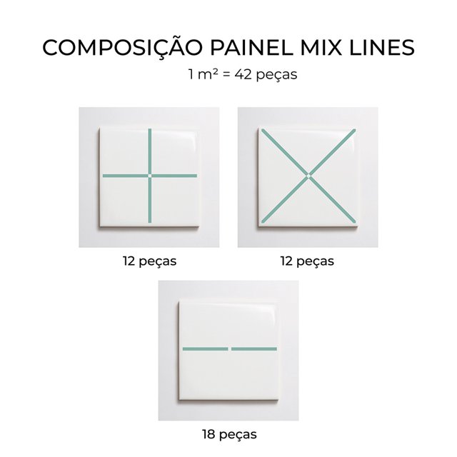 Azulejo Painel Mix Lines - Verde Menta