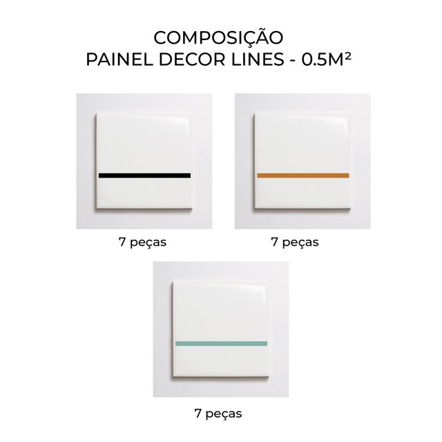 Azulejo Painel Decor Lines - Preto, Ocre e Verde Menta 