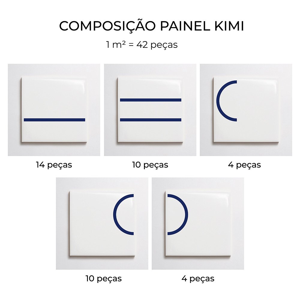 Composição do Painel Kimi Azul Escuro em 1 m² — TAI Azulejos