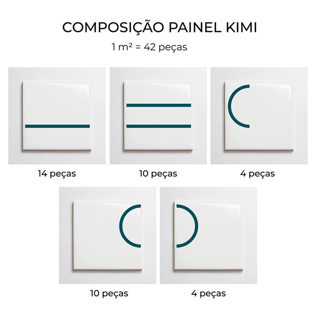 Azulejo Painel Kimi - Verde Petróleo 
