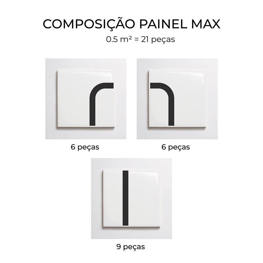 Composição do Painel Max Preto em 0,5 m² — TAI Azulejos