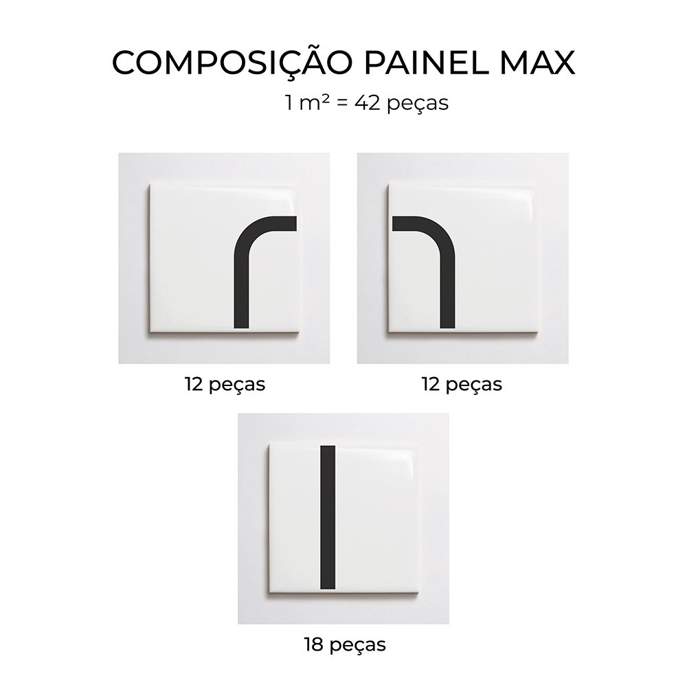 Composição do Painel Max Preto em 1 m² — TAI Azulejos