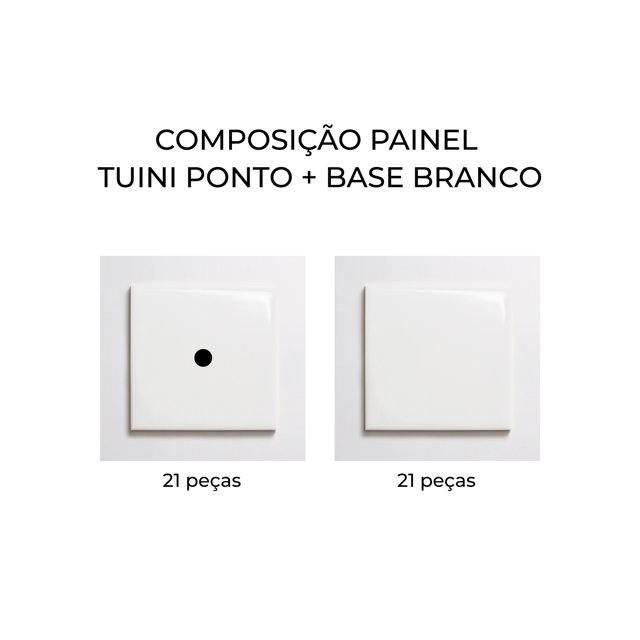 Azulejo Painel Tuini Ponto - Preto e Branco 