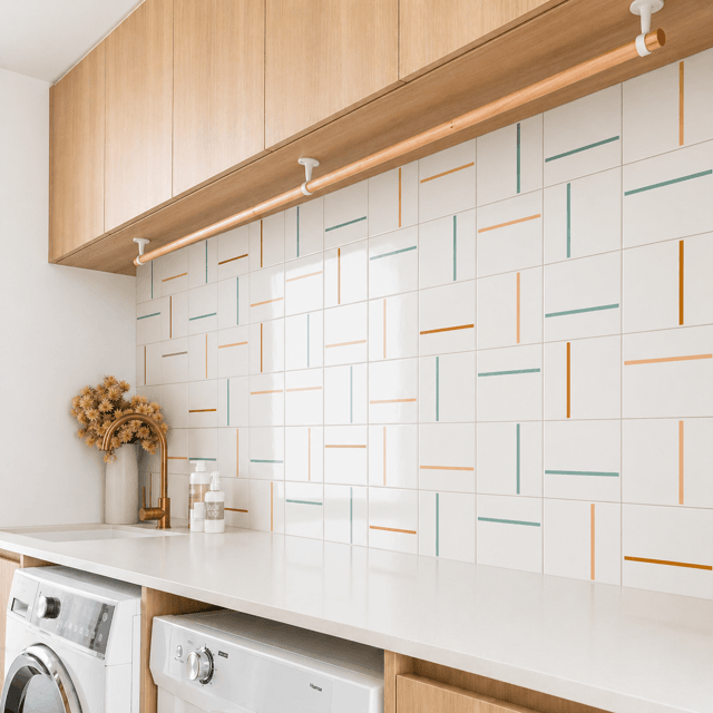 Azulejo Decor Lines - Nude, Ocre e Verde Menta