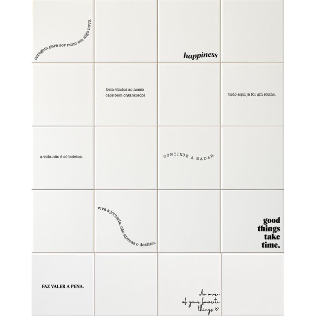 Coleção Grafia - Edição "Pausa" 20 Peças  (Frases + Azulejo Branco)