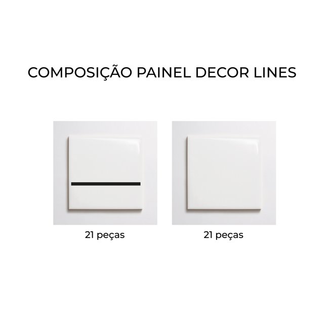 Painel Decor Lines 05 - Azulejo Decor Lines Preto e Branco Liso 