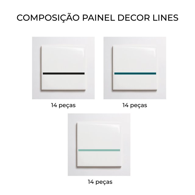 Azulejo Decor Lines Painel 06 - Preto, Verde Menta e Verde Petróleo