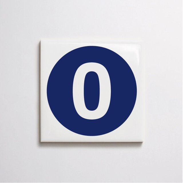 Azulejo Número - "0" - Azul Escuro