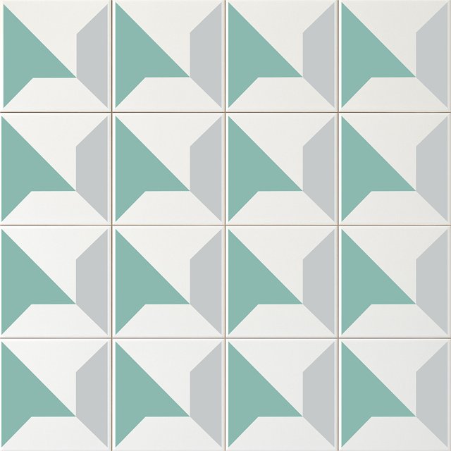 Azulejo Nomi - Verde Menta e Cinza Claro