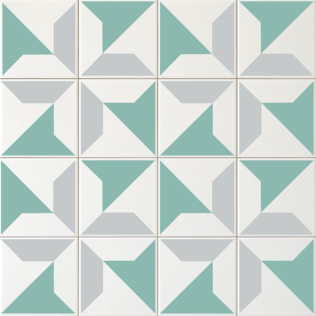 Azulejo Nomi - Verde Menta e Cinza Claro