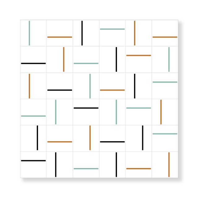 Azulejo Painel Decor Lines - Preto, Ocre e Verde Menta 