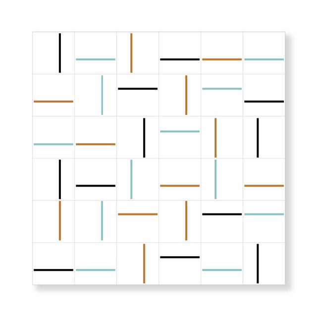 Azulejo Painel Decor Lines - Preto, Ocre e Verde Menta 