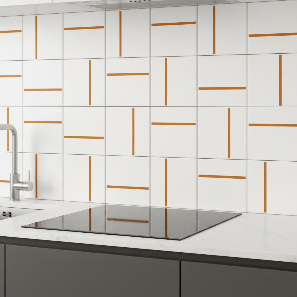 Decor Lines Traco Ocre em cozinha — TAI Azulejos