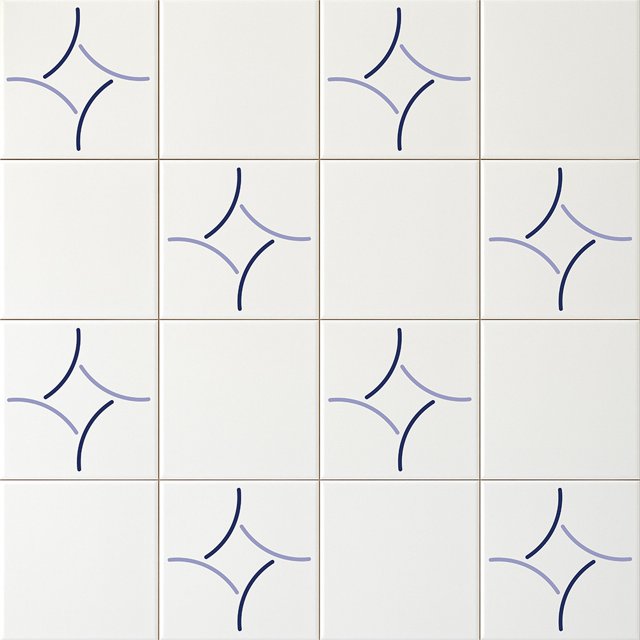 Azulejo Painel Kira - Azul Escuro - Lilás e Branco 