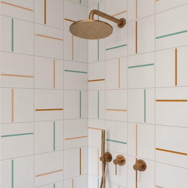 Azulejo Decor Lines - Nude, Ocre e Verde Menta