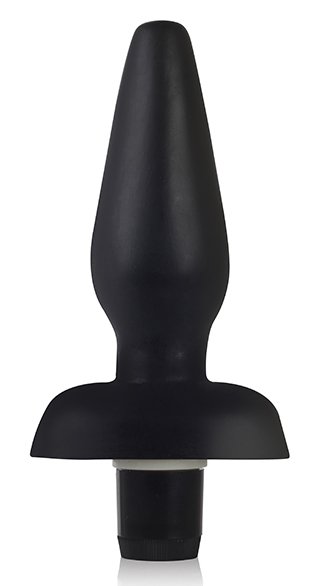 Plug Anal Vibrador Cônico  15x 4,5 cm Preto Adão e Eva