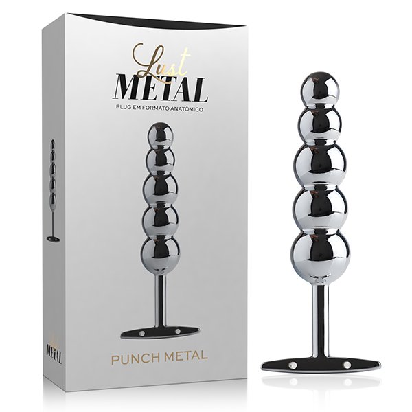 Plug Anal em Metal com Esferas Punch Lust Metal Prata