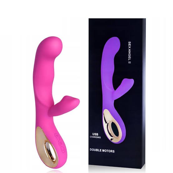 Vibrador Recarregável Ponto G com Estimulador Clitoriano e Alça Metalizada