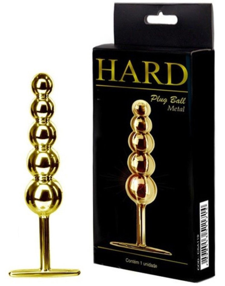 Plug Anal Ball de Metal Dourado com 5 bolas - Hard | Me Seduza Sex Shop