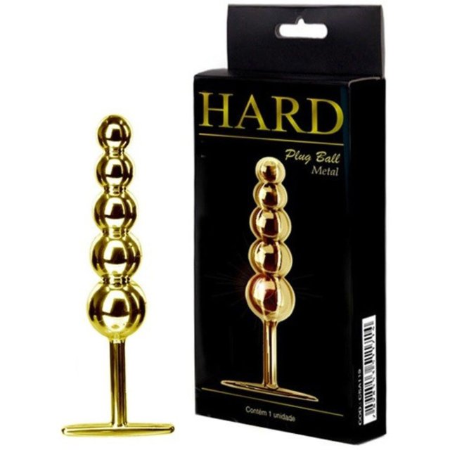 Plug Anal Ball de Metal Dourado com 5 bolas - Hard | Me Seduza Sex Shop Plug Anal Ball de Metal Dourado com 5 bolas - Hard | Me Seduza Sex Shop