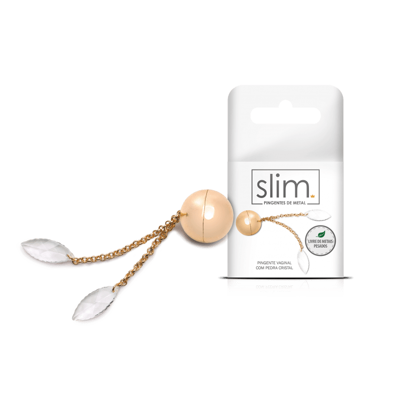 Pingente Vaginal em Metal Dourado com Cristal Slim Sexy Fantasy