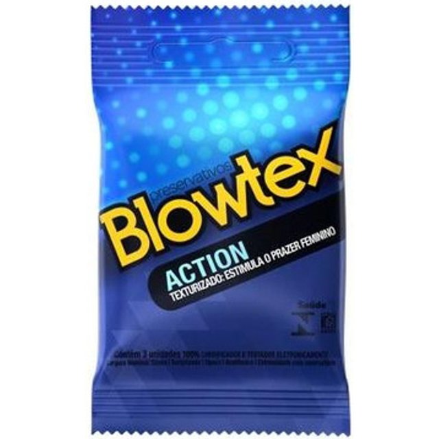 Preservativo Blowtex Action com Textura - com 3 camisinhas
