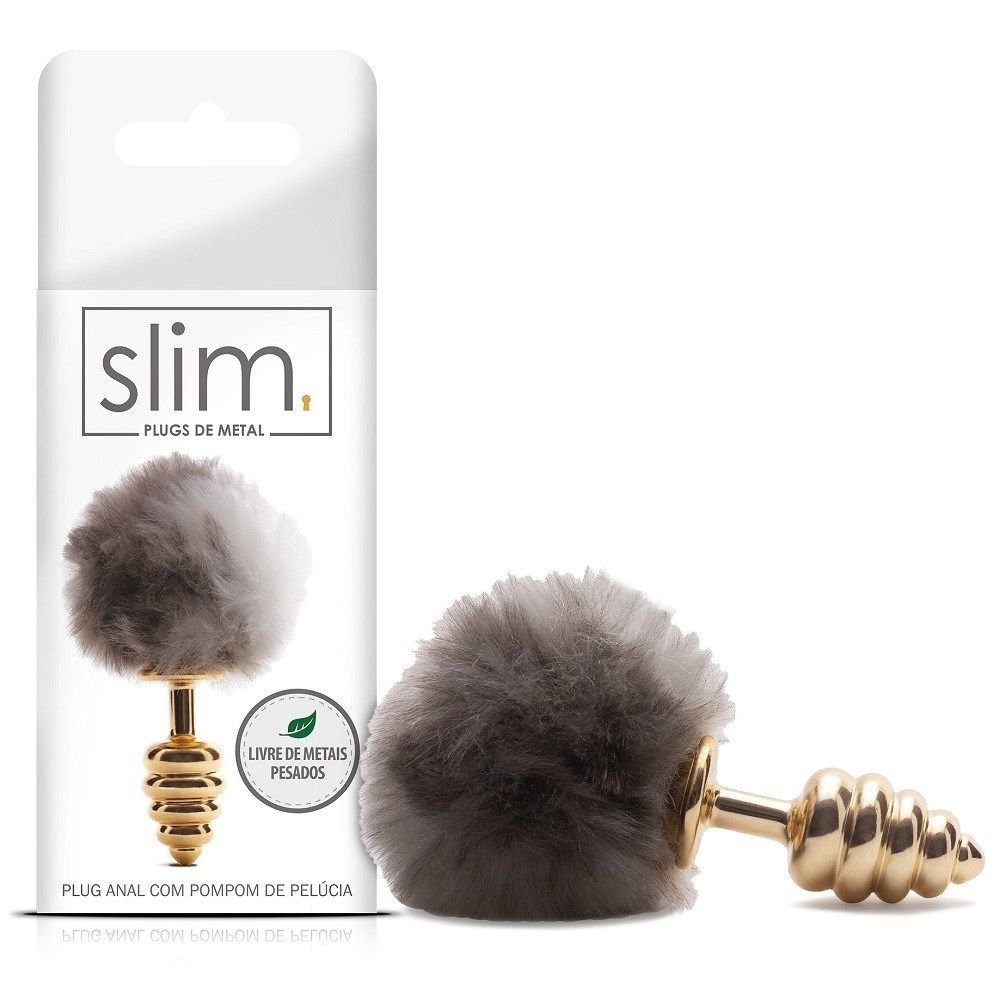 Plug Anal de Metal com Pompom de Pelúcia Sexy Fantasy