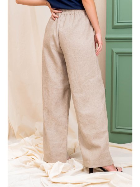 Calça Pantalona de Linho Feminina