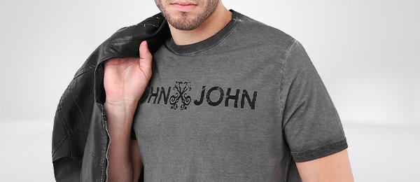 CAMISETA JOHN JOHN RG STRIPE LOGO MALHA CINZA MASCULINA TSHIRT RG STRPE  LOGO-CINZA CHUMBO-M