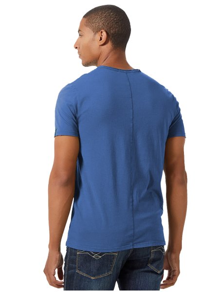 Camiseta Replay Masculina Basic Embroidered Logo Azul Celeste