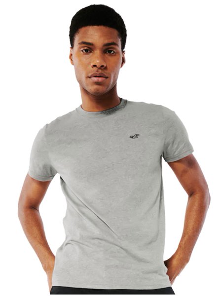 Camiseta Hollister Masculina Outline Logo Cinza Médio