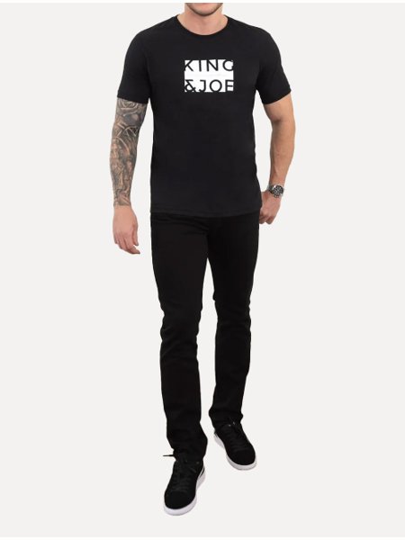 Camiseta King & Joe Masculina Logomania Light Block Preta