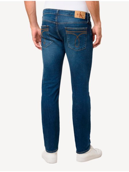 Calça Calvin Klein Jeans Masculina Skinny Fili Duplo Marinho