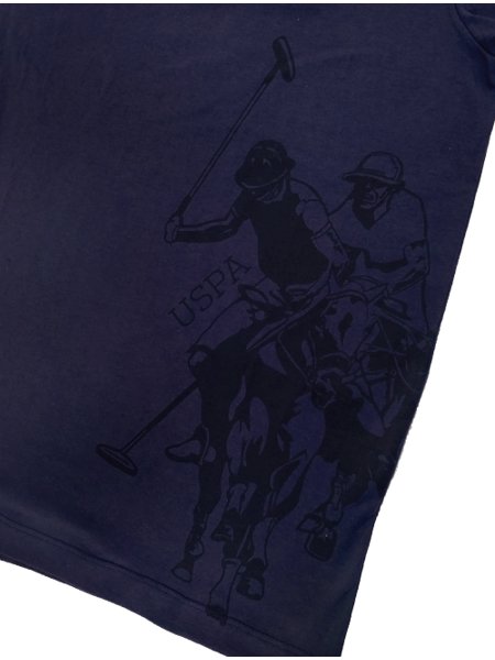 Camiseta U.S. Polo Assn Crewneck Side Graphic Azul Marinho