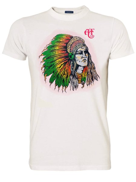Camiseta Abercrombie Masculina Muscle Sketch Indian Chief Branca