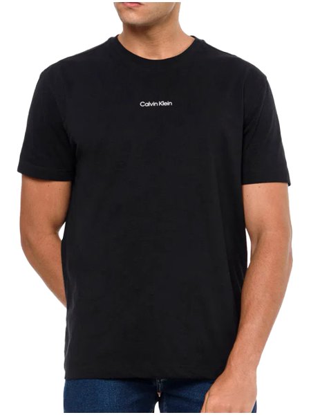 Camiseta Calvin Klein Masculina Slim Institutional Flamê Preto