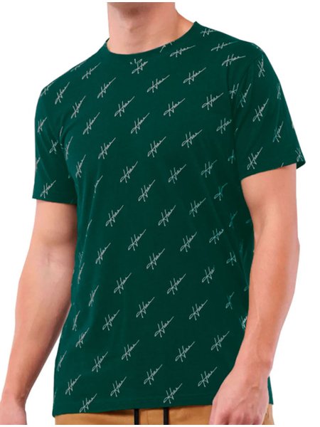 Camiseta Hollister Masculina Signature Graphic Logo Verde Escuro